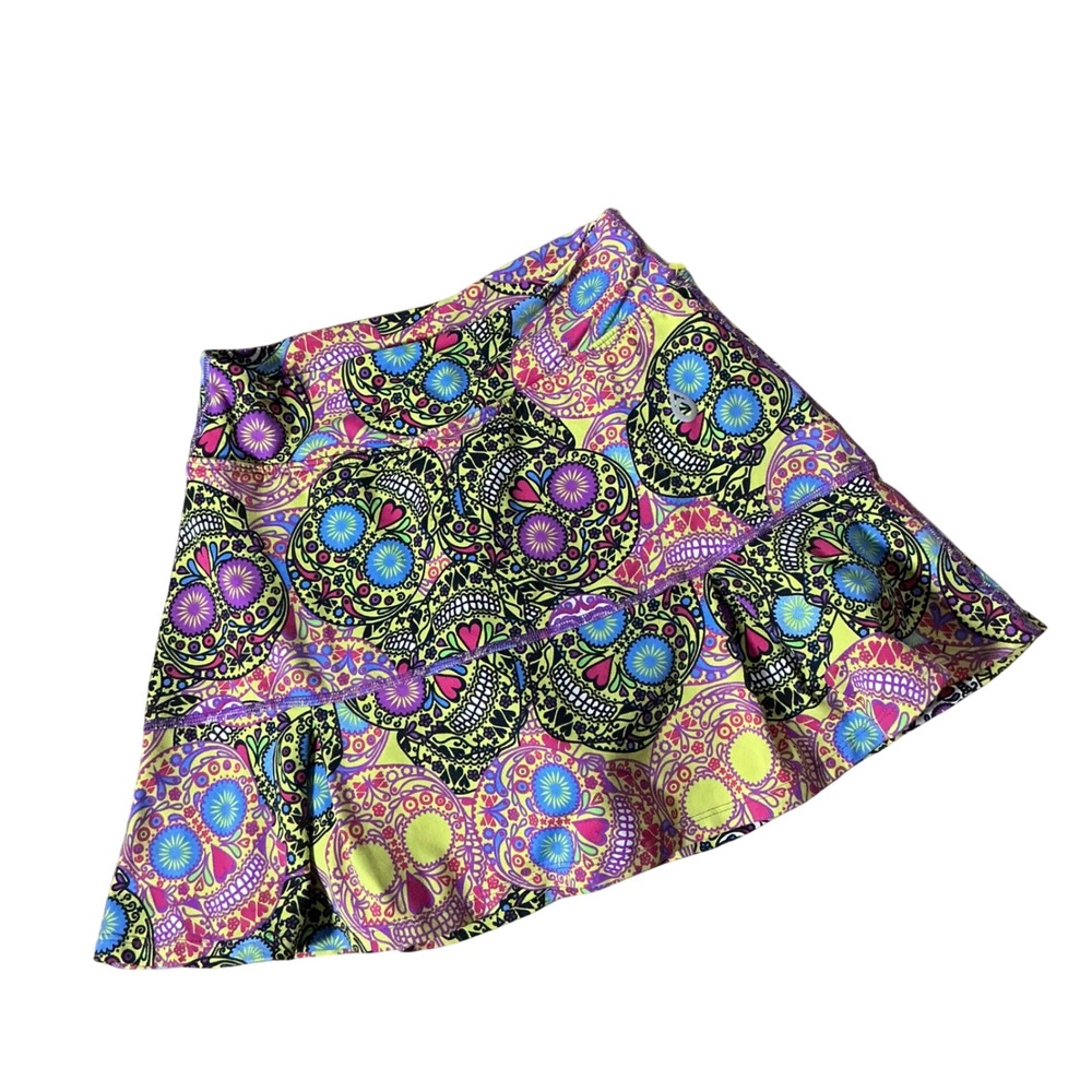 Dona Jo Sugar Skull Active Skort Women Size 1 Multi Color Tennis Golf Skirt